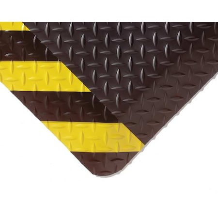Wearwell Antifatigue Mat, 3 ft. L x 2 ft. W, 15/16" Thickness, Diamond Plate, Black/Yellow 414