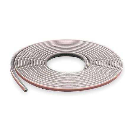 Zoro Select Foam Seal, 17 ft., Gray, Polypropylene Pile 2RRR8