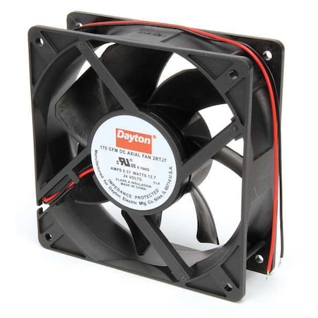 DAYTON Axial Fan, Square, 24V DC, - Phase, 170 cfm, 4 11/16 in W. 2RTJ7