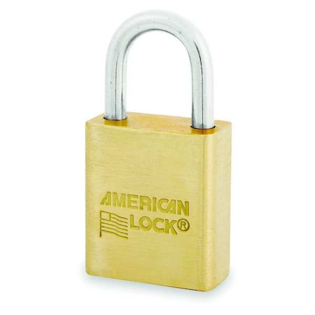 American Lock Padlock, Keyed Different, Standard Shackle, Rectangular Brass Body, Brass Shackle, 3/4 in W ASL40NRMVK