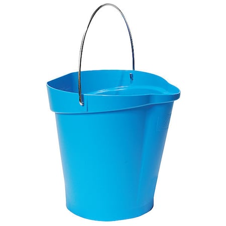 Vikan 3 1/4 gal Round Bucket, 12-3/4 in H, 12 4/5 in Dia, Blue, Polypropylene/Stainless Steel 56863