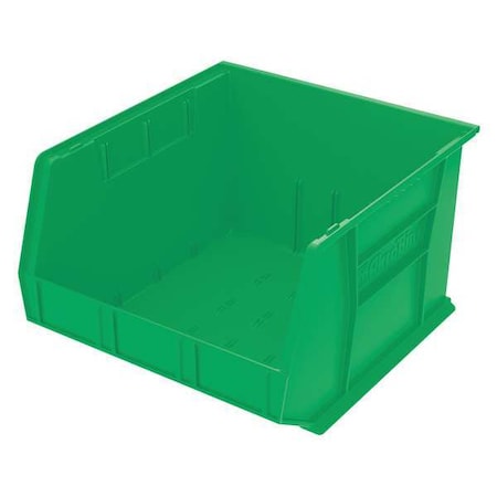 Akro-Mils Hang & Stack Storage Bin, Plastic, Green, 11 in H, 16 1/2 in W, 18 in L 30270GREEN