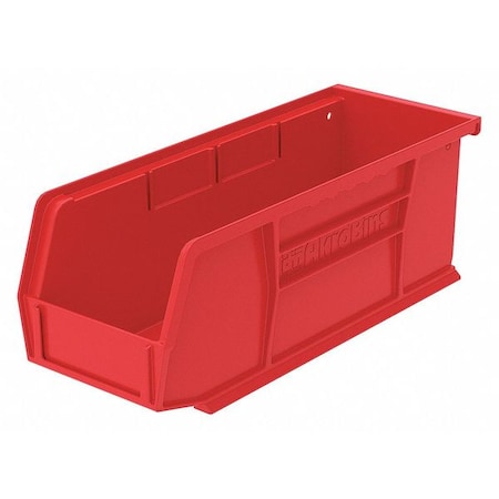 Akro-Mils Hang & Stack Storage Bin, Plastic, Red, 4 in H, 4 1/8 in W, 10 7/8 in L 30224RED