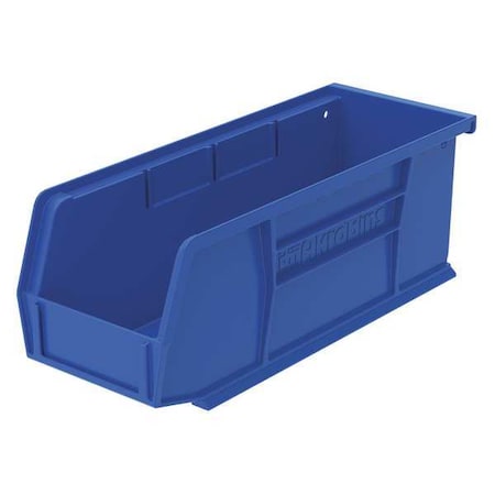 AKRO-MILS 30 lb Hang & Stack Storage Bin, Plastic, 4 1/8 in W, 4 in H, Blue, 10 7/8 in L 30224BLUE