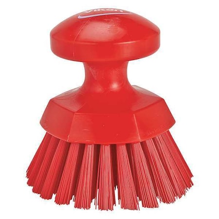 Vikan 3 3/4 in W Scrub Brush, Stiff, 3 in L Handle, 3 3/4 in L Brush, Red, Plastic, 5 in L Overall 38854