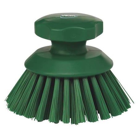 Vikan 3 3/4 in W Scrub Brush, Stiff, 3 in L Handle, 3 3/4 in L Brush, Green, Plastic, 5 in L Overall 38852