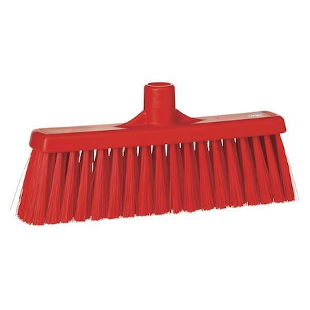 Vikan 12 in Sweep Face Broom Head, Stiff, Synthetic, Red 31664