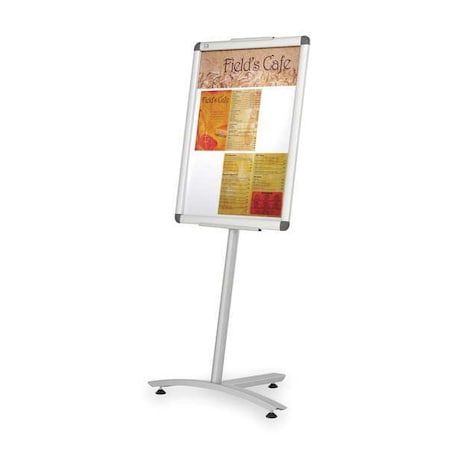 Quartet Sign Holder, Pedestal, 18x24, Alum, Silver LCF2418