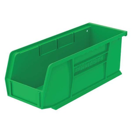 Akro-Mils Hang & Stack Storage Bin, Plastic, Green, 4 in H, 4 1/8 in W, 10 7/8 in L 30224GREEN