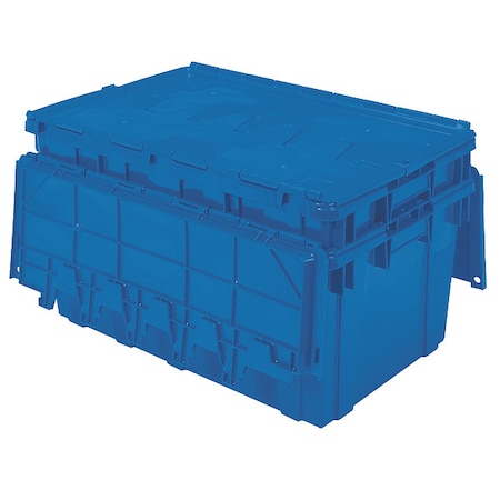 Buckhorn Attached Lid Container, 16.83 gal Volume Cap., 27 in L, 17 in W, 12 1/2 in H, Plastic, Blue AR2717120209000