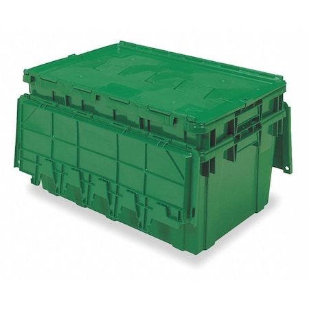Buckhorn Attached Lid Container, 16.83 gal Volume Cap., 27 in L, 17 in W, 12 1/2 in H, Plastic, Green AR2717120204000
