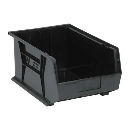 Quantum Storage Systems Hang & Stack Storage Bin, Polypropylene, Black, 8 in H, 11 in W, 16 in L QUS255CO
