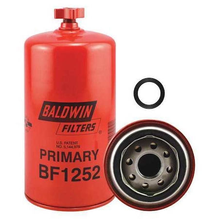 BALDWIN FILTERS Fuel Filter, 7-13/32x3-11/16x7-13/32 In BF1252