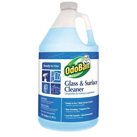 Odoban Earth Choice Liquid Glass and Surface Cleaner, 1 gal., Blue, Unscented, Jug, 4 PK 934062-G