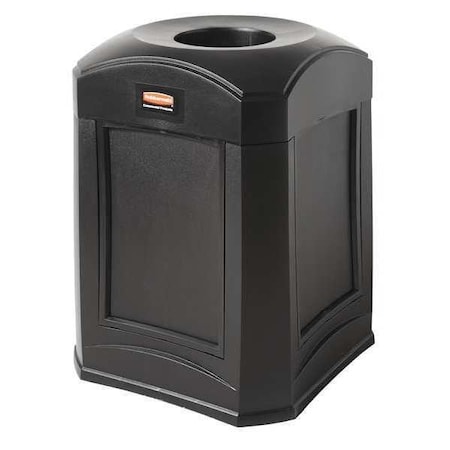 RUBBERMAID COMMERCIAL 35 gal Square Trash Can, Black, 24 in Dia, None, Plastic FG9W0200BLA