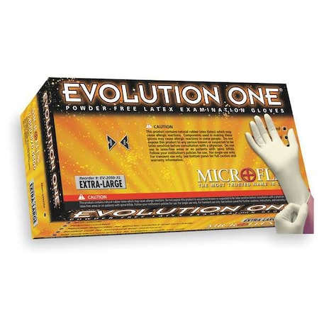 Ansell Microflex Evolution One, Latex Disposable Gloves, 5.5 mil, Powder-Free, M, 100 PK, Beige EV-2050-M