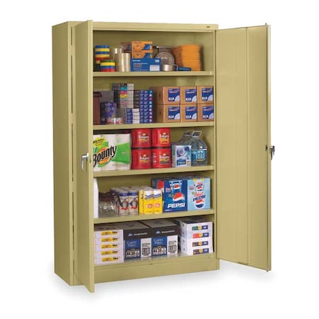 Tennsco Shelving Storage Cabinet, 78 in H, 48 in W, Swing, Keyed, Sand, 5 Shelves, 0 Drawers J1878SUSD