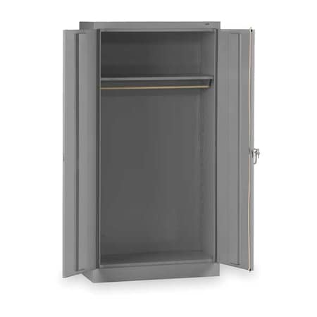 Tennsco Wardrobe Storage Cabinet, 72 in H, 36 in W, 18 in D, Swing, Keyed, Medium Gray, 1 Shelves, 0 Drawers 7114MGY