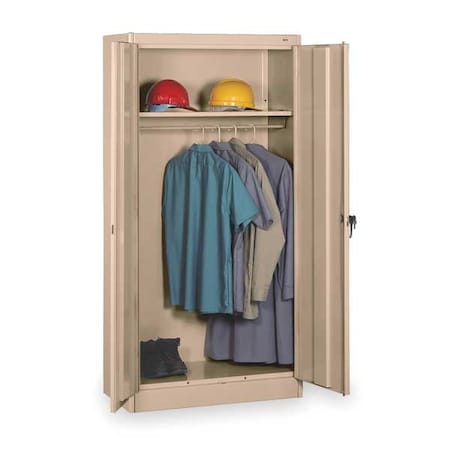 Tennsco Wardrobe Storage Cabinet, 72 in H, 36 in W, 18 in D, Swing, Keyed, Sand, 1 Shelves, 0 Drawers 7114SD