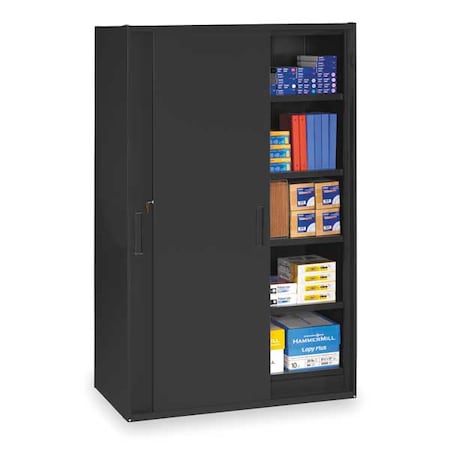 Tennsco Shelving Storage Cabinet, 78 in H, 48 in W, 27 in D, Recessed Pull, Keyed, Black, 0 Drawers JSD2478SUBK