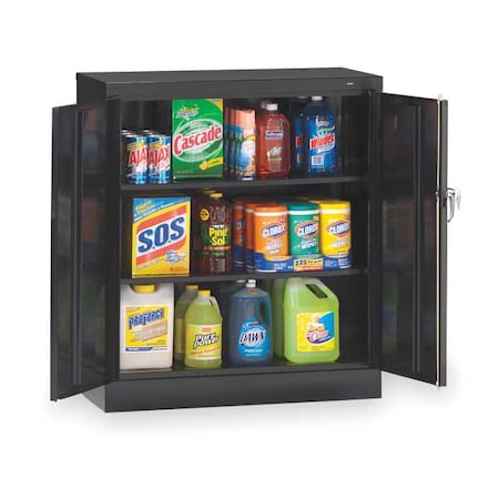 Tennsco Shelving Storage Cabinet, 42 in H, 36 in W, 18 in D, Swing, Keyed, Black, 2 Shelves, 0 Drawers 4218BK