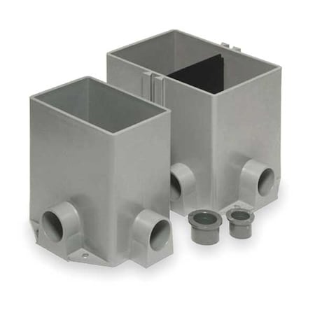 Steel City Electrical Box, 74 cu in, Floor Box Type, 2 Gangs, PVC, Rectangular Shape 642 P