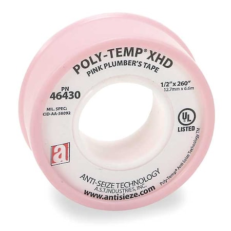 Anti-Seize Technology Thread Seal Tape, 1/2 In. W, 260 In. L 46430A
