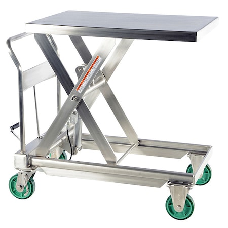 タローカート Zoro Select Scissor Lift Cart, SS, 1100 lb. Cap, 23-1/2