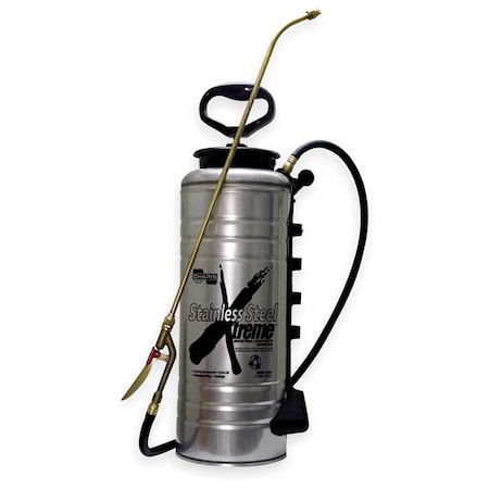 Chapin 3-1/2 gal Handheld Sprayer, Stainless Steel, 48 in L Hose, 24 in L Wand, Fan Nozzle Spray Pattern 19069