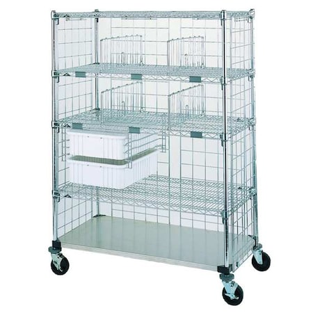 Metro Medical Exchange Cart, Steel, 750 lb Load Capacity, 5 Shelves, 62 in L, 26 in W, 68 in H ECM56XD