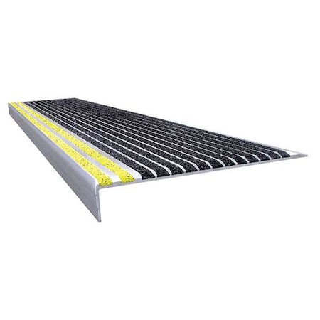 Wooster Products Stair Tread Cover Extruded Aluminum Black/Safety Yellow, 42 in W x 9/32" Thick 511BY3-6
