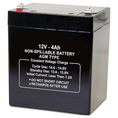 ZORO SELECT Battery, Sealed Lead Acid, 12V, 4Ah, Faston 2UKJ1