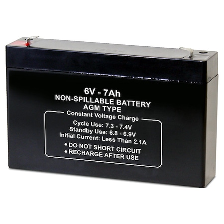 ZORO SELECT Battery, Sealed Lead Acid, 6V, 7Ah, Faston, Standards: UR 2UKJ6