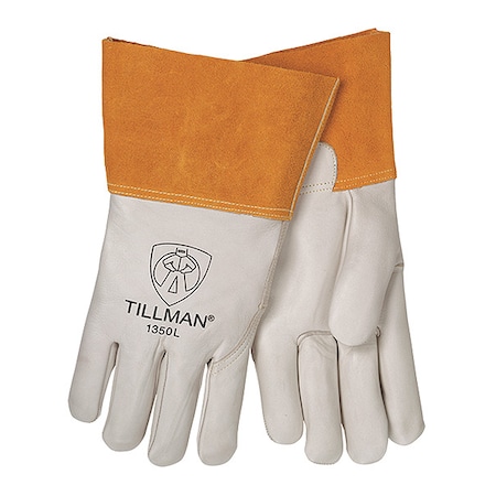 Tillman Welding Gloves, Tillman 1350, MIG, Straight Cuff, Cowhide, Kevlar Stitching, Unlined, L, PR 1350L