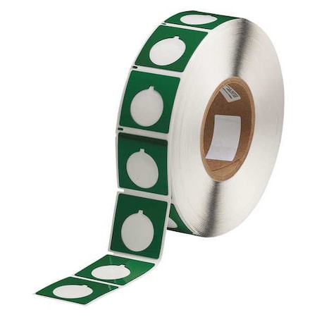 Brady Push Button Label, Green, Labels/Roll: 500 THTEP-169-593-.5GN