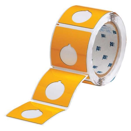 Brady 2-2/5" x 2-2/5", Adhesive Push Button Label, Yellow THTEP-170-593-.5YL