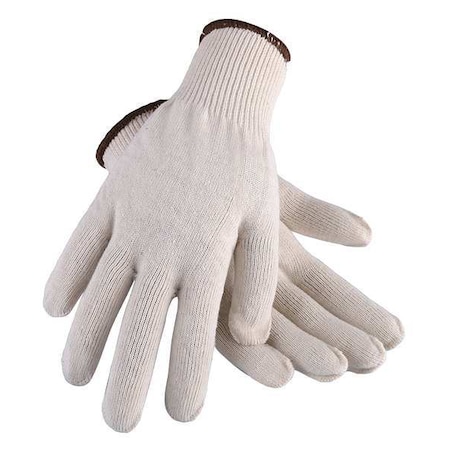 Condor Knit Gloves, Cotton/Polyester, None Uncoated, Knit, Beige, L, 1 PR 2UTZ4
