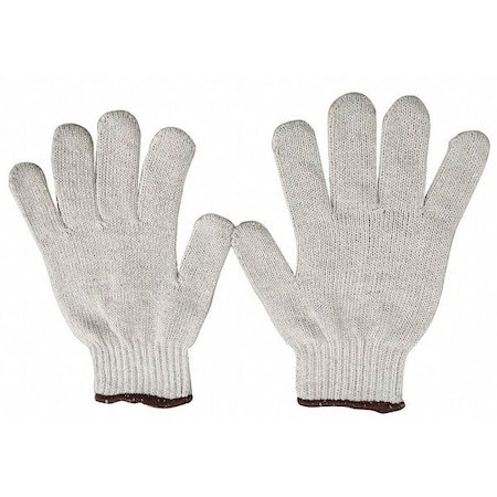 CONDOR String Knit Gloves, Polyester/Cotton, White, Small 4JF63