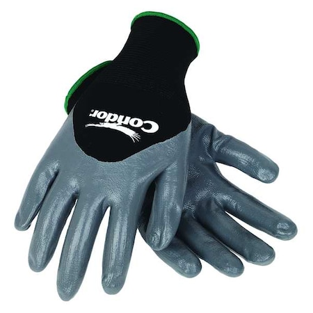 CONDOR Nitrile Coated Gloves, 3/4 Dip Coverage, Black/Gray, 2XL, PR 2UUE6