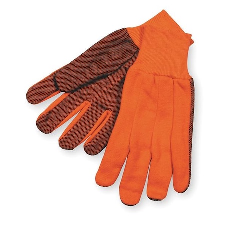 Condor Knit Gloves, Cotton, Polyester, Dotted Palm, High Visibility Orange, S, 1 PR 2UUH8