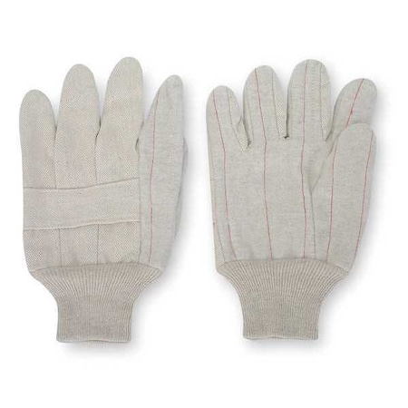 Condor Canvas Gloves, Cotton/Polyester, None Uncoated, Knit, Beige, L, 1 PR 5AX85