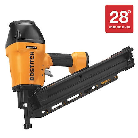 Bostitch Air Framing Nailer, Offset Rnd, 28 Deg, Wre F28WW