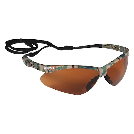 Kleenguard V30 Nemesis Safety Glasses, Anti-Fog, Scratch-Resistant, Wraparound, Camo Half-Frame, Amber Mirror 19644