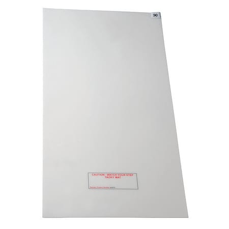 Zoro Select Disposable Tacky Mat, Polyethylene, 0.3970 mm Thick, 24 in W x 36 in L, White, 30, 4 PK 5KDD4