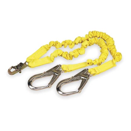 3M Dbi-Sala ShockWave(TM)2 Shock Absorbing Lanyard, 4-1/2 to 6 ft. Length, Snap Hook, Aluminum, 2 Leg(s) 1244409