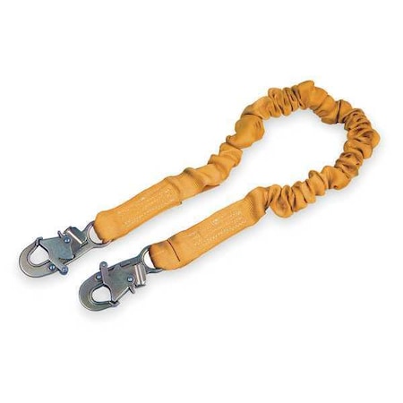 3M Dbi-Sala ShockWave(TM)2 Shock Absorbing Lanyard, 4-1/2 to 6 ft. Length, Snap Hook, Steel, 1 Leg(s) 1244306