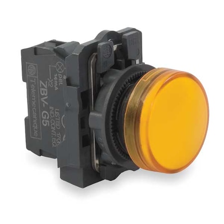 SCHNEIDER ELECTRIC Pilot Light, LED, Orange, 22mm, 110-120VAC XB5AVG5