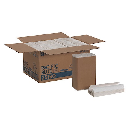 Georgia-Pacific Pacific Blue Basic C-Fold Paper Towels, 1 Ply, 240 Sheets, White, 10 PK 25190
