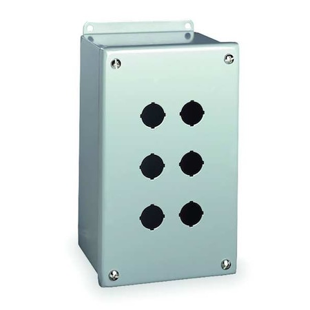 Wiegmann Pushbutton Enclosure, 30mm, 6 Holes, Steel PBXD6