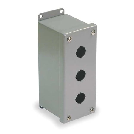 WIEGMANN Pushbutton Enclosure, 22mm, 3 Holes, Steel PBGX3